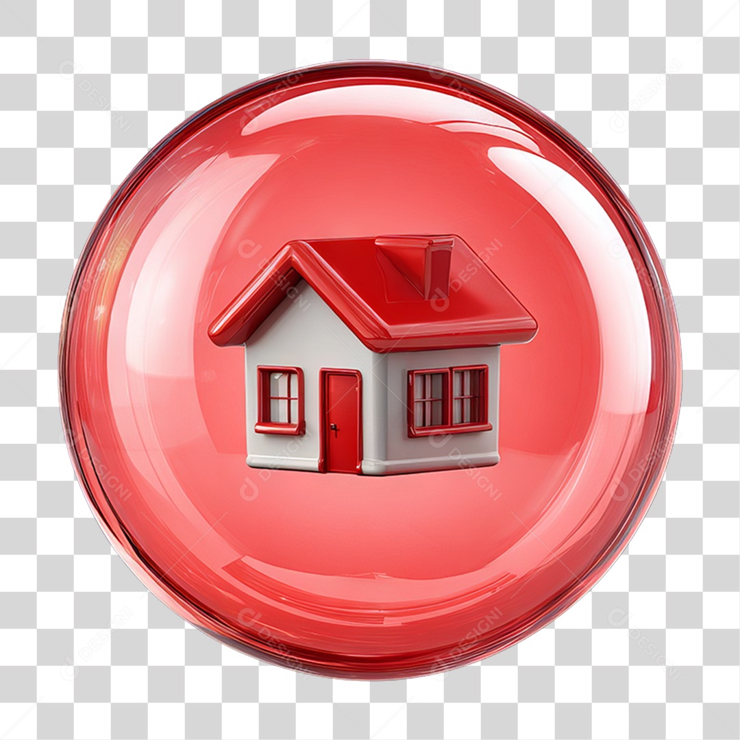 Ícone de uma Casa Flutuando em uma Bolha PNG Transparente