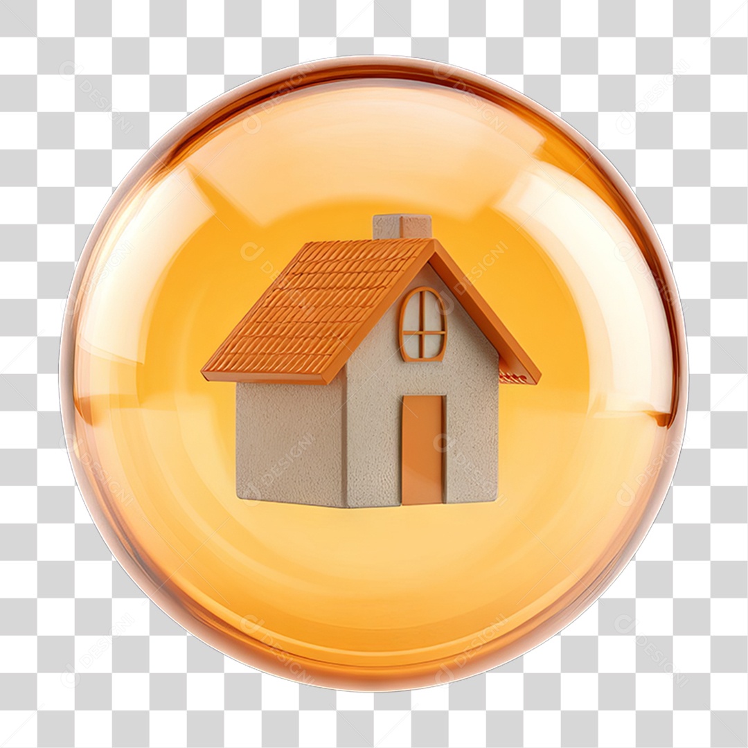 Ícone de uma Casa Flutuando em uma Bolha PNG Transparente