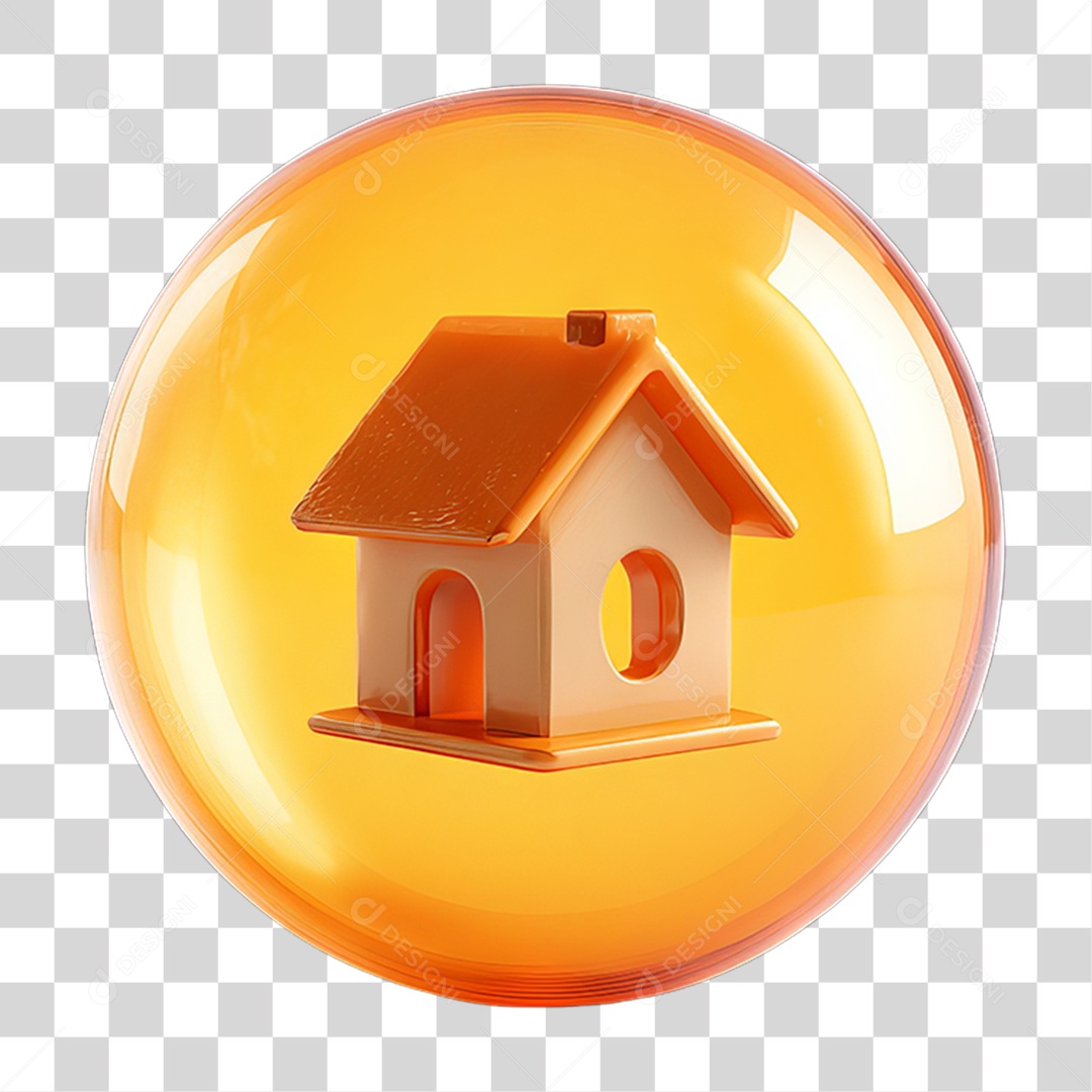 Ícone de uma Casa Flutuando em uma Bolha PNG Transparente