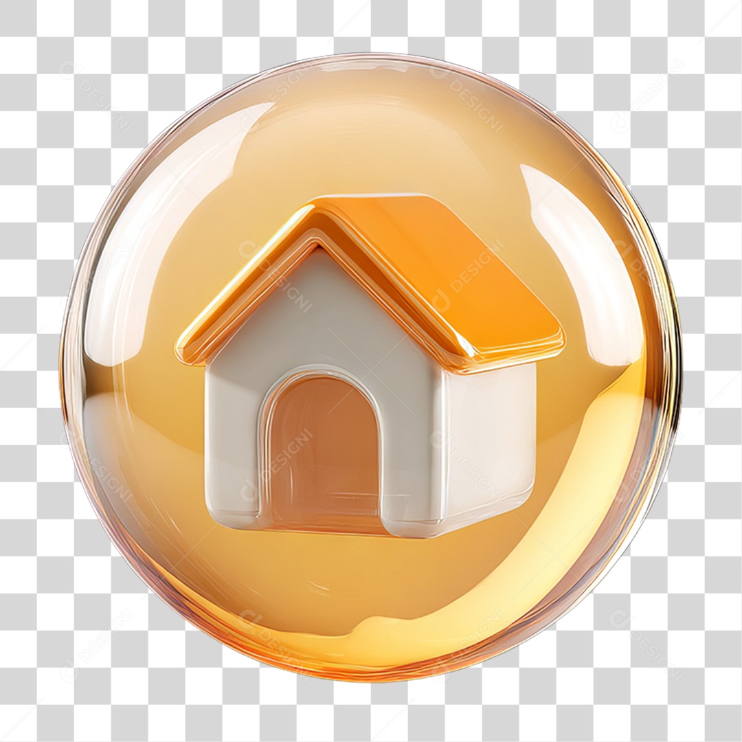 Ícone de uma Casa Flutuando em uma Bolha PNG Transparente