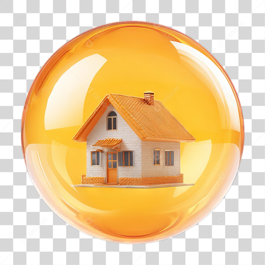 Ícone de uma Casa Flutuando em uma Bolha PNG Transparente