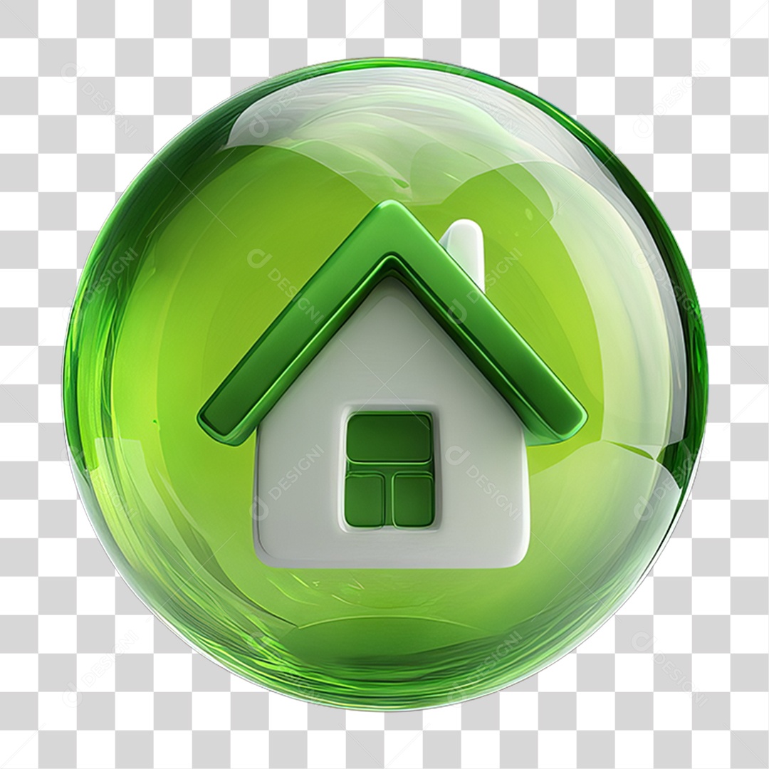Ícone de uma Casa Flutuando em uma Bolha PNG Transparente