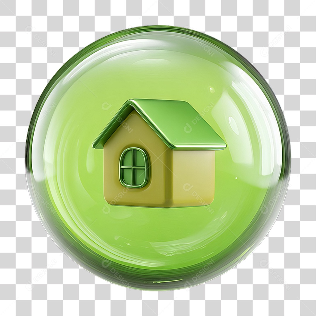 Ícone de uma Casa Flutuando em uma Bolha PNG Transparente