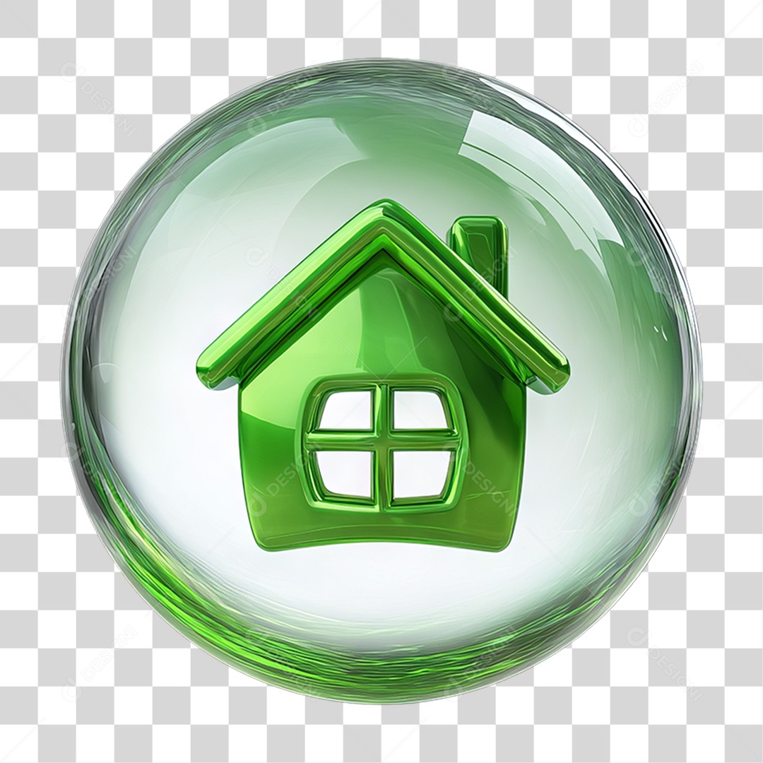 Ícone de uma Casa Flutuando em uma Bolha PNG Transparente