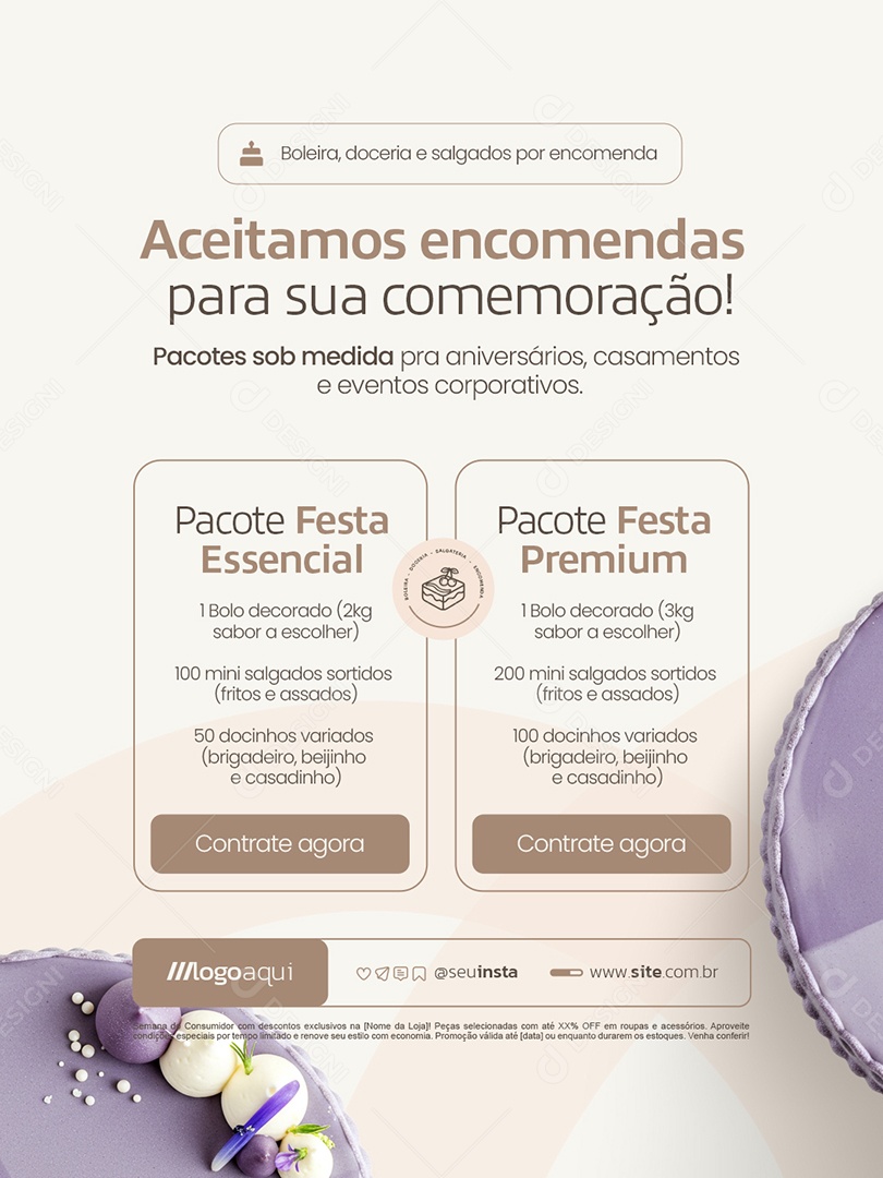 Boleira Aceitamos Encomendas Social Media PSD Editável