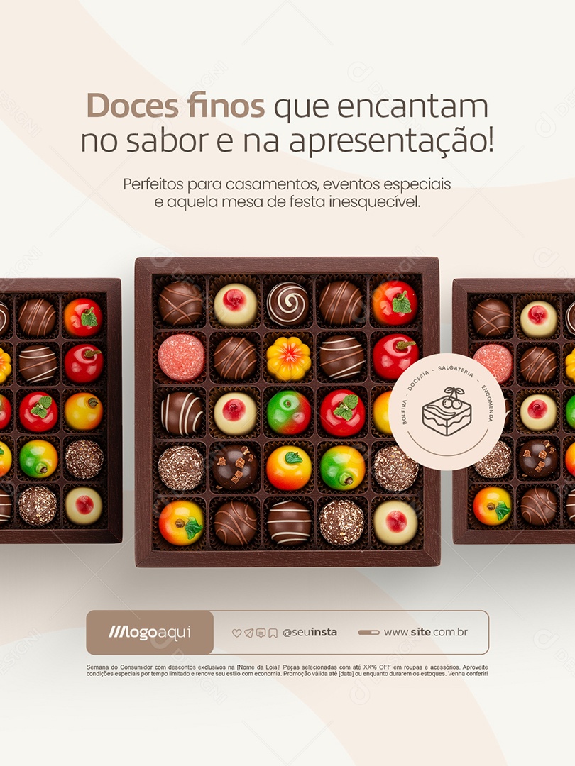 Boleira Doces Finos Que Encantam Social Media PSD Editável