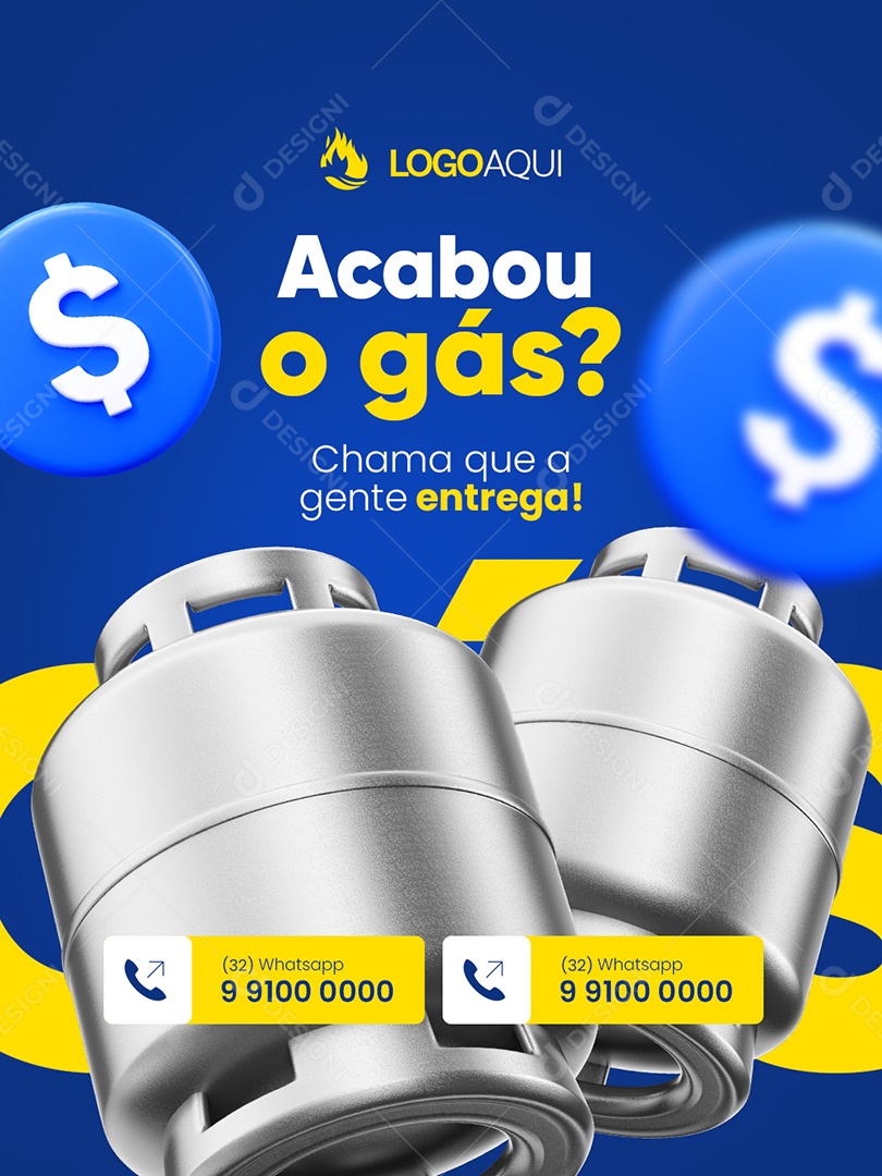 Distribuidora de Gás Acabou o Gás Chama Social Media PSD Editável