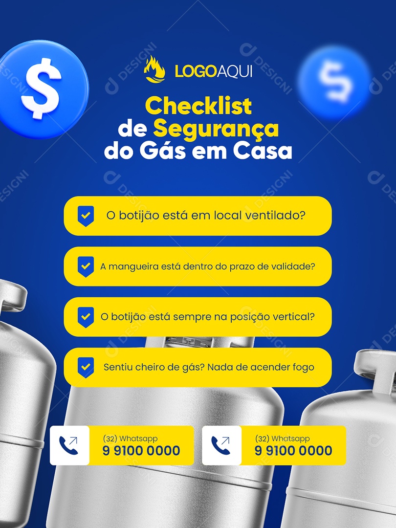 Distribuidora de Gás Checklist de Segurança Social Media PSD Editável