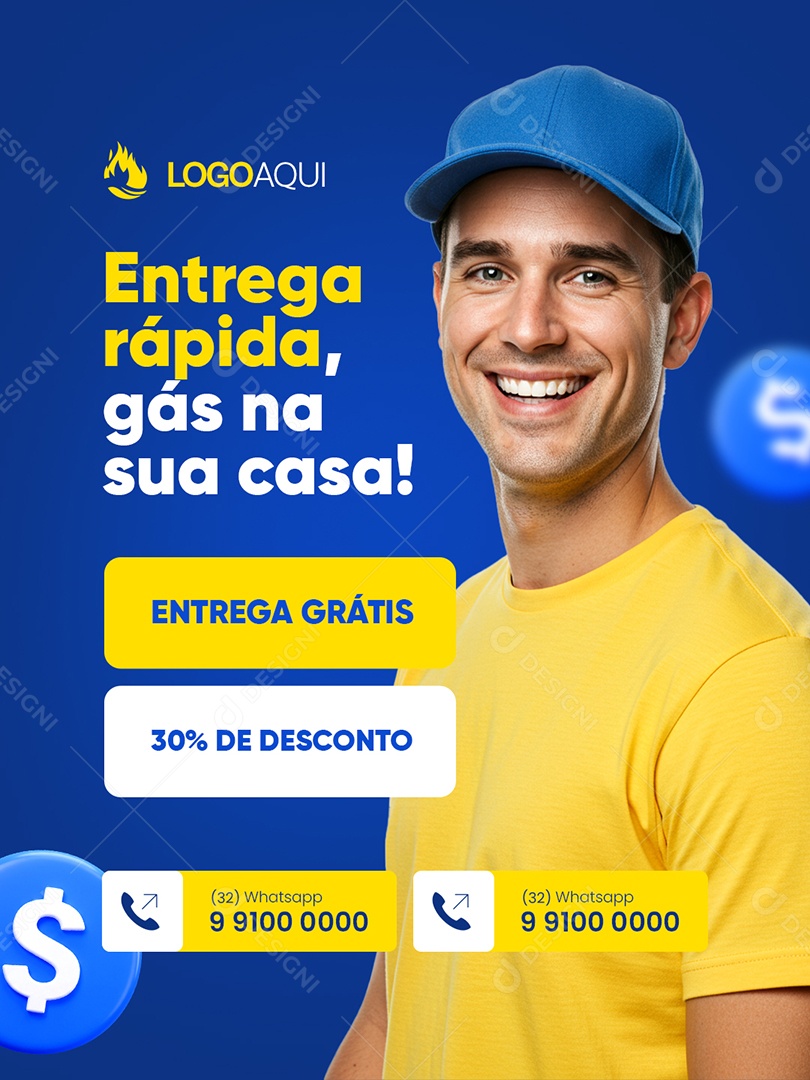 Distribuidora de Gás Entrega Rápida Social Media PSD Editável