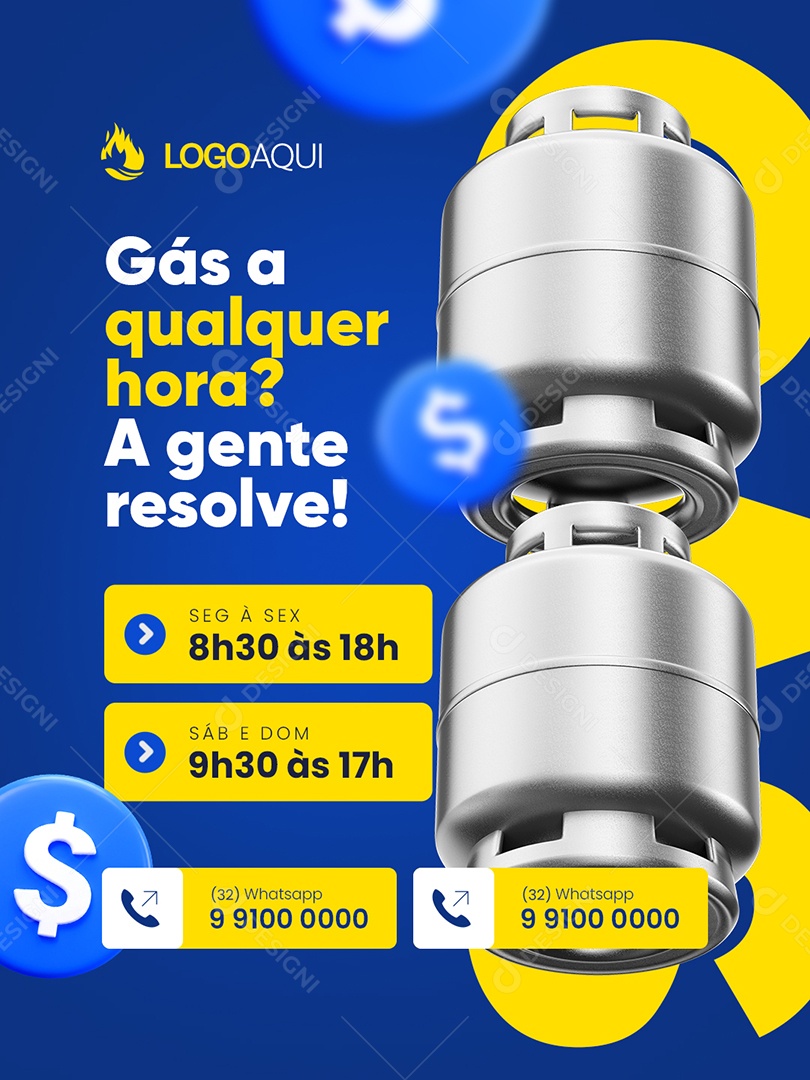 Distribuidora de Gás a Qualquer Hora Social Media PSD Editável