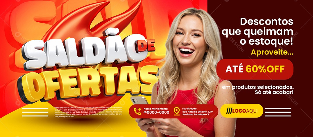 Banner Saldão de Ofertas Loja de Eletrônicos Frete Grátis Social Media PSD Editável