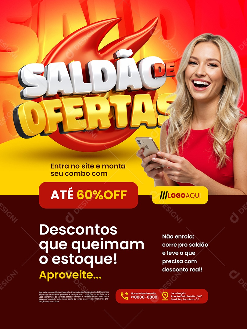 Saldão de Ofertas Loja de Eletrônicos Encarte Descontos Social Media PSD Editável
