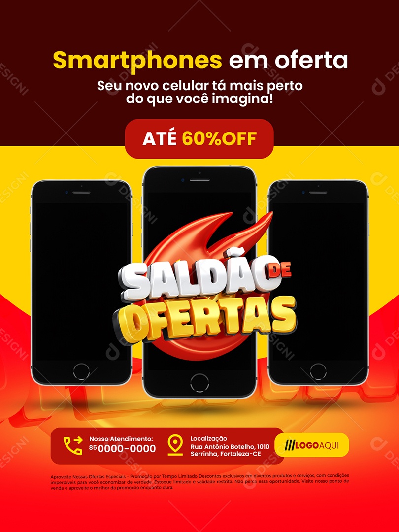 Saldão de Ofertas Loja de Eletrônicos Smartphones em Oferta Social Media PSD Editável