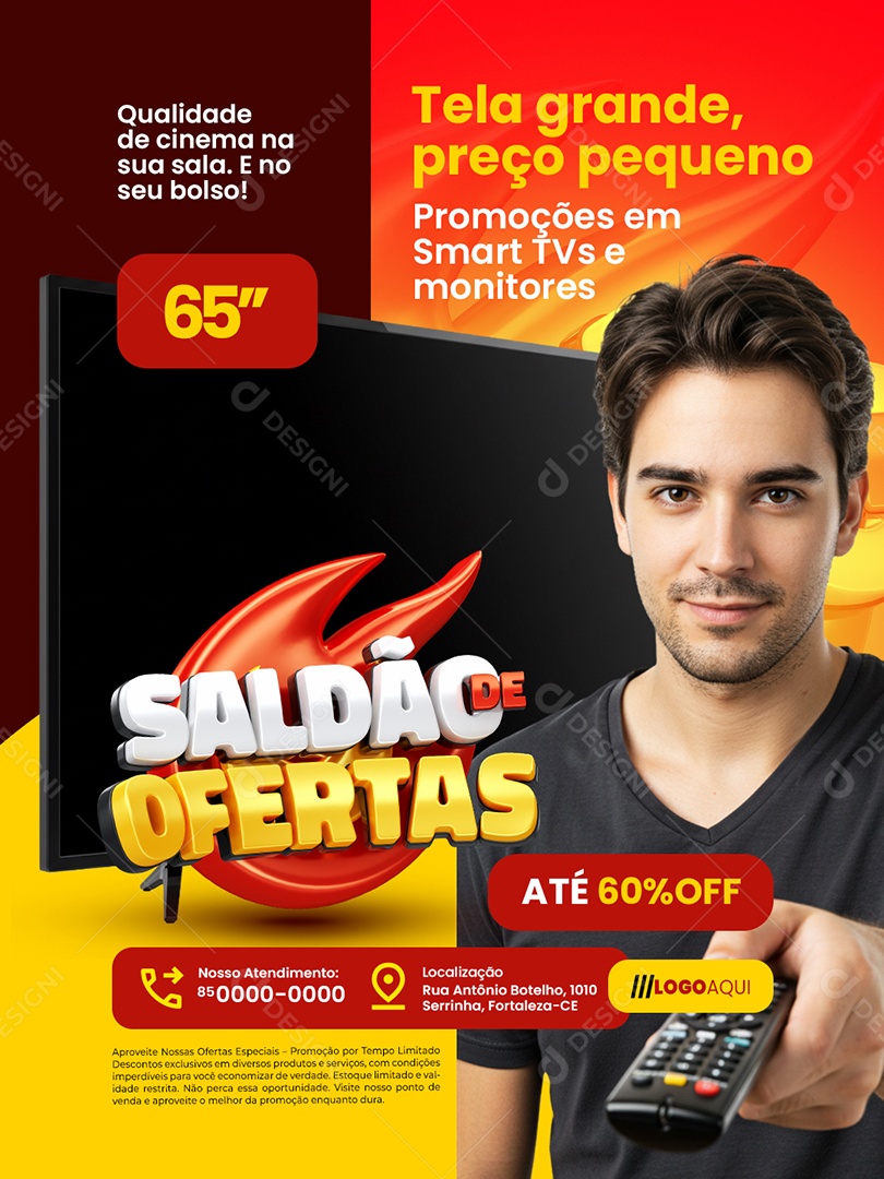 Saldão de Ofertas Loja de Eletrônicos Tv Qualidade de Cinema Social Media PSD Editável