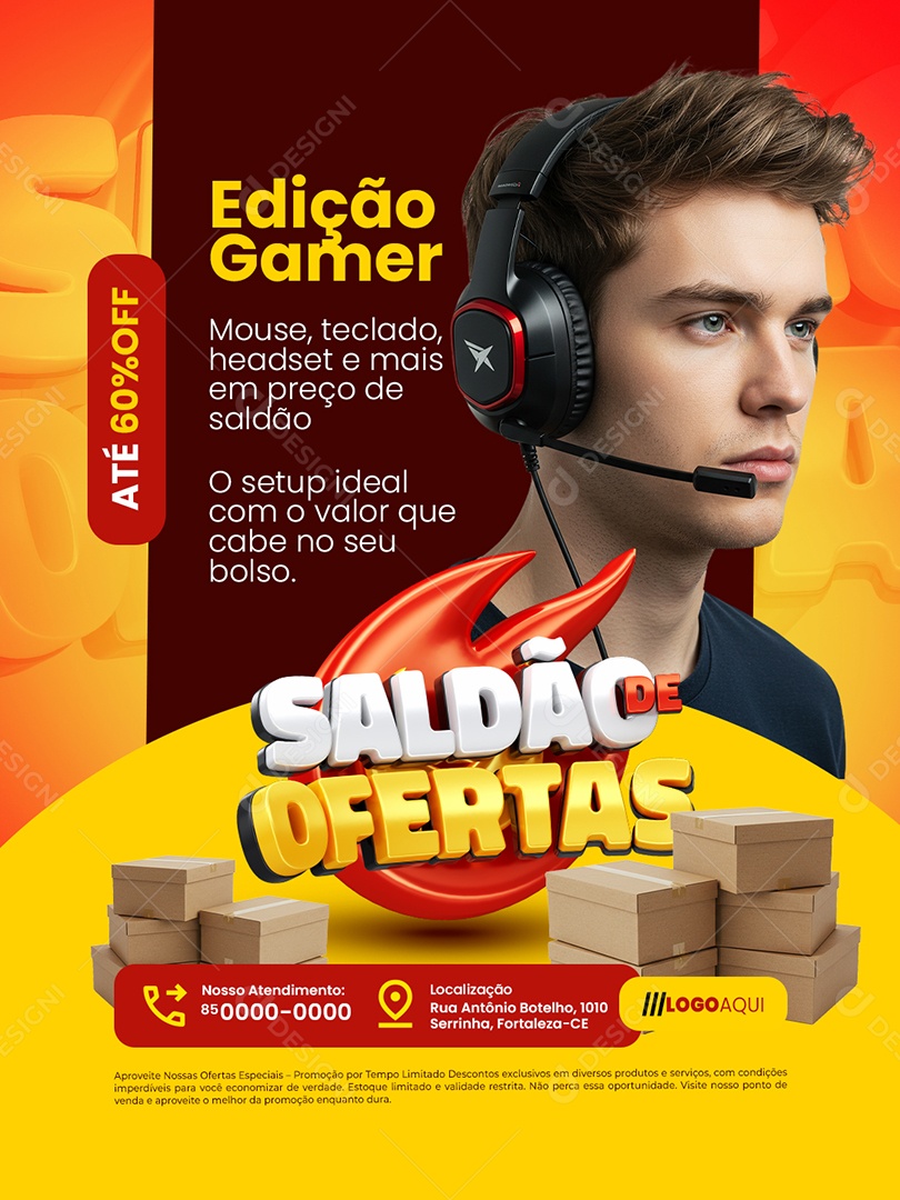 Saldão de Ofertas Loja de Eletrônicos Edição Gamer Social Media PSD Editável