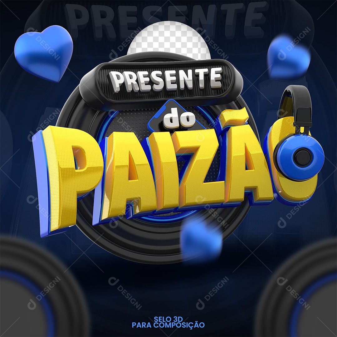 Presente do Paizão Selo 3D para Composição PSD