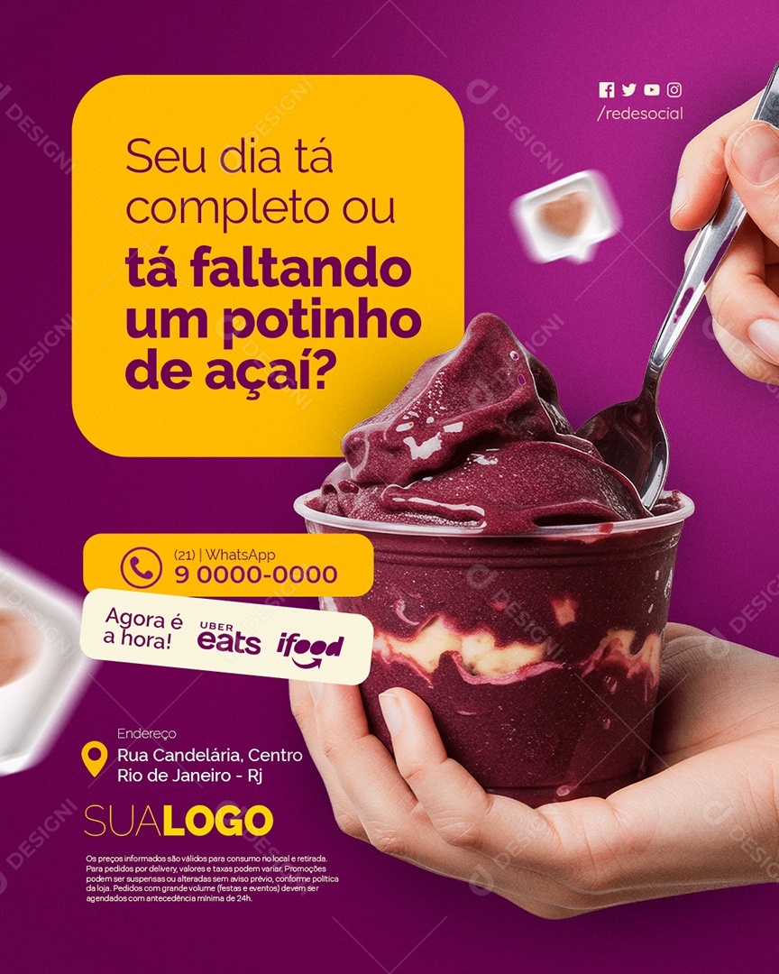 Açaiteria Seu Dia Tá Completo Social Media PSD Editável
