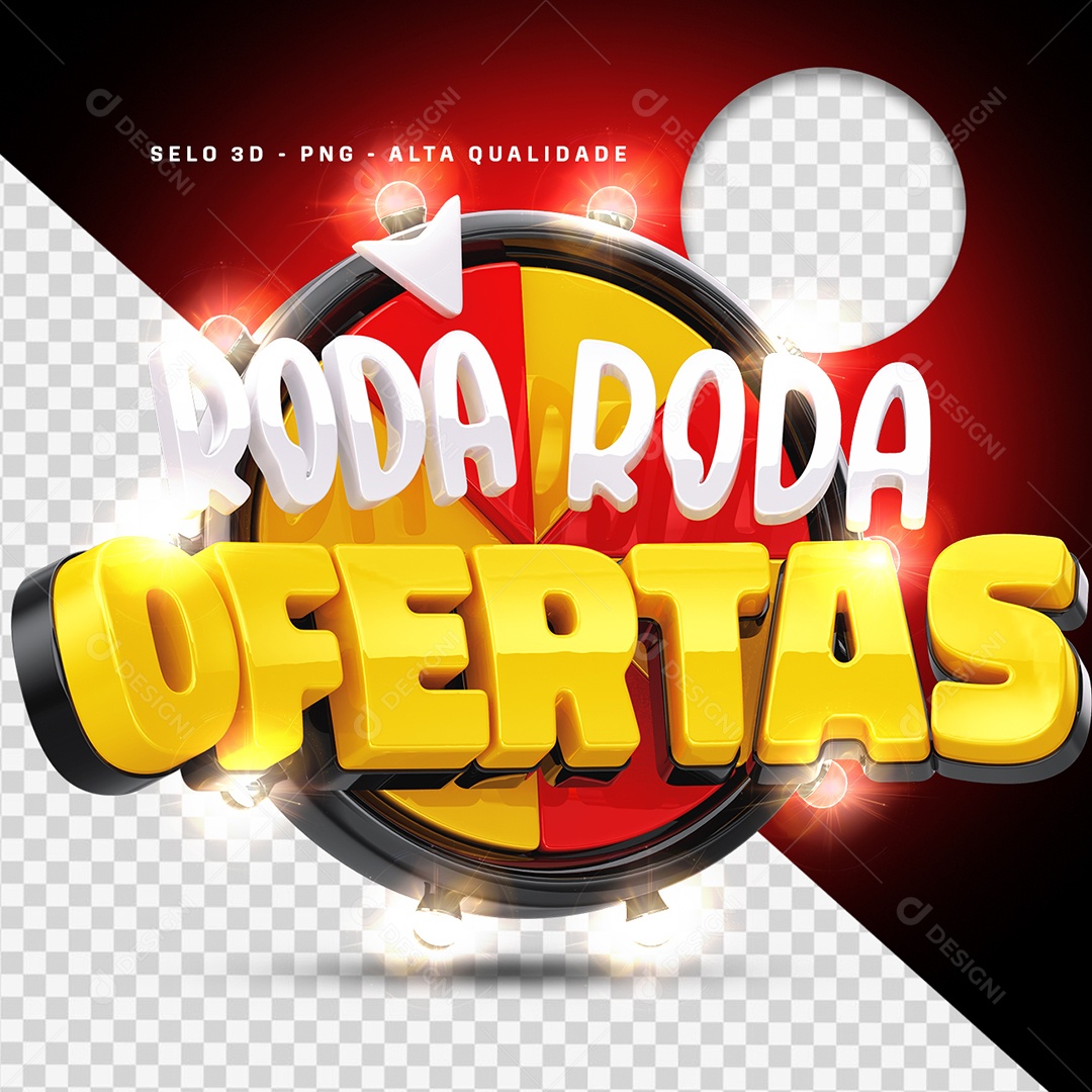 Roda Roda Ofertas Selo 3D para Composição PSD