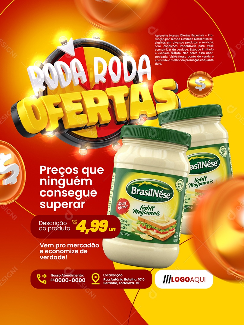 Roda Roda Ofertas Supermercado Maionese Social Media PSD Editável