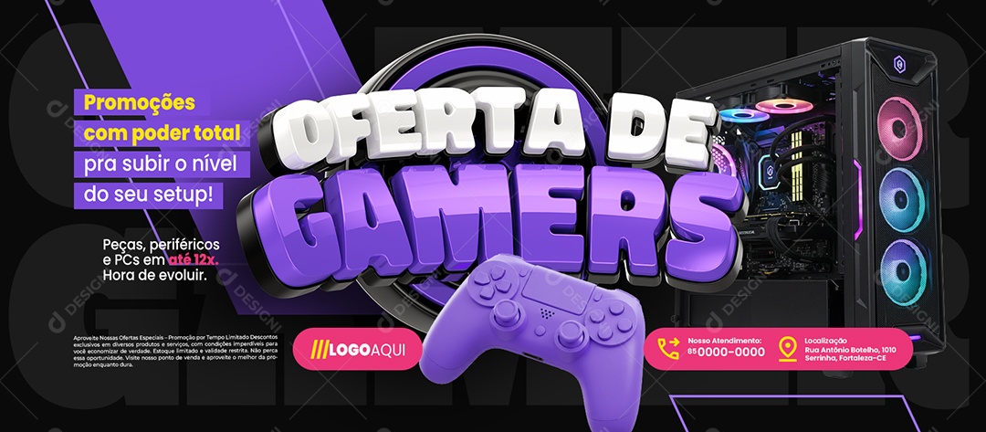 Banner Oferta de Gamers Loja de Games Peças Periféricos Social Media PSD Editável