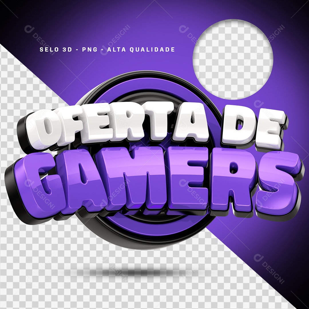 Oferta de Gamers Selo 3D para Composição PSD
