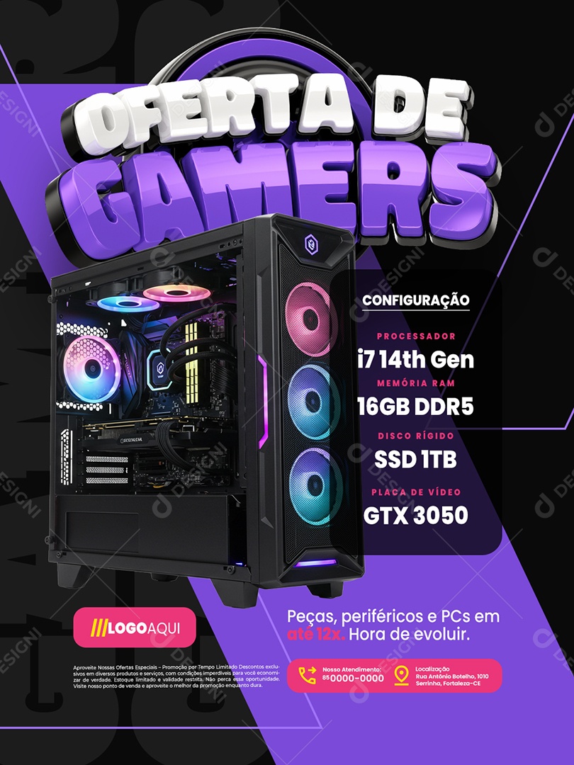 Oferta de Gamers Loja de Games Configuração Social Media PSD Editável