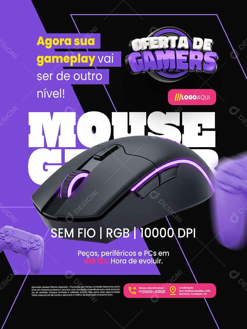 Oferta de Gamers Loja de Games Mouse Gamer Social Media PSD Editável