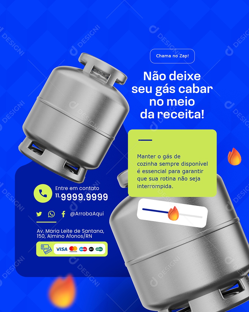 Distribuidora de Gás Chama no Zap Social Media PSD Editável