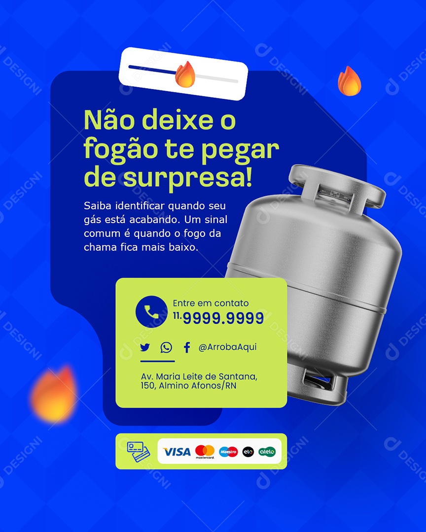 Distribuidora de Gás Não Deixe o Fogão Te Pegar de Surpresa Social Media PSD Editável