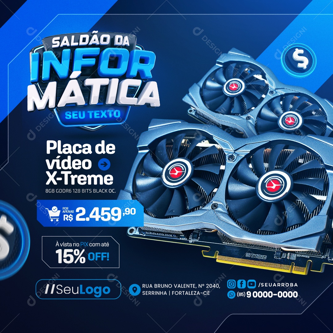 Saldão da Informática Loja de Games Placa de Vídeo Social Media PSD Editável