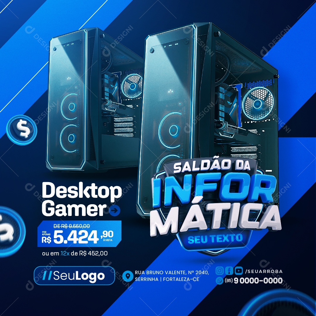 Saldão da Informática Loja de Games Desktop Gamer Social Media PSD Editável
