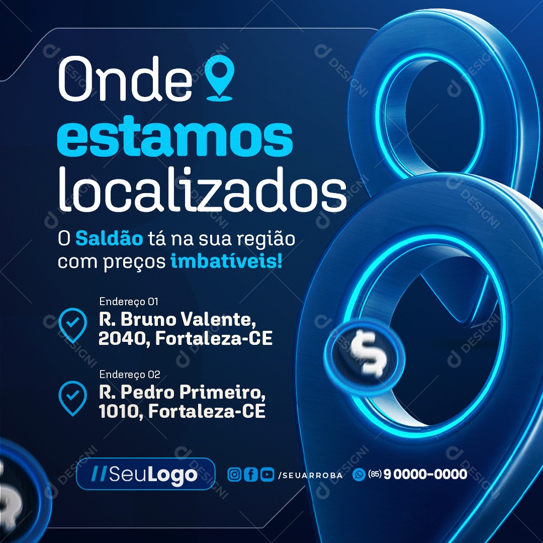 Saldão da Informática Loja de Games Onde Estamos Localizados Social Media PSD Editável