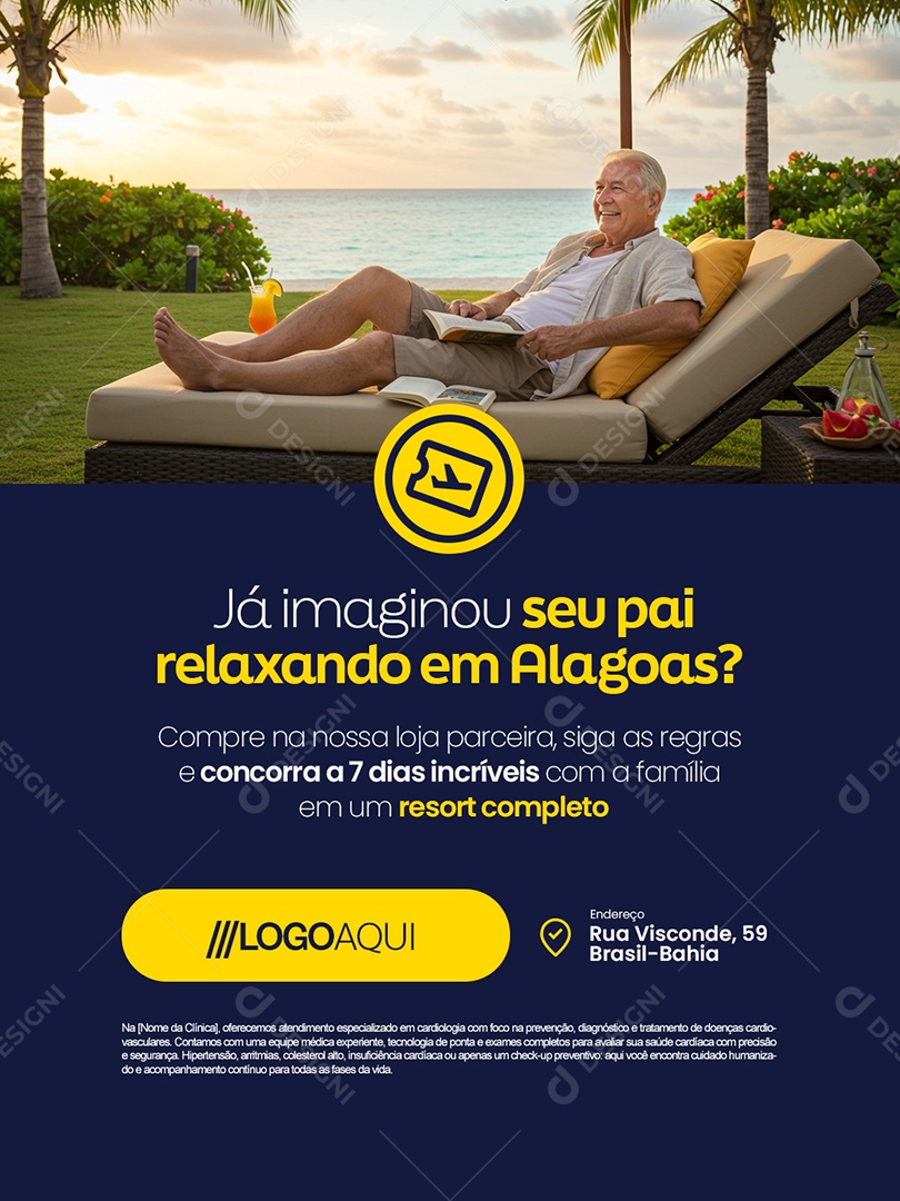 Sorteio Pais Agência de Viagens Seu Pai Relaxando em Alagoas Social Media PSD Editável