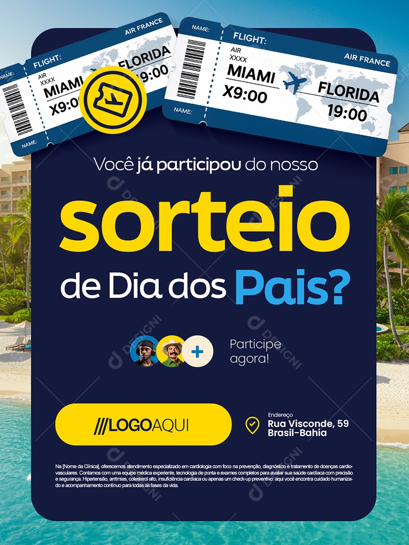 Sorteio de Dia dos Pais Agência de Viagens Social Media PSD Editável