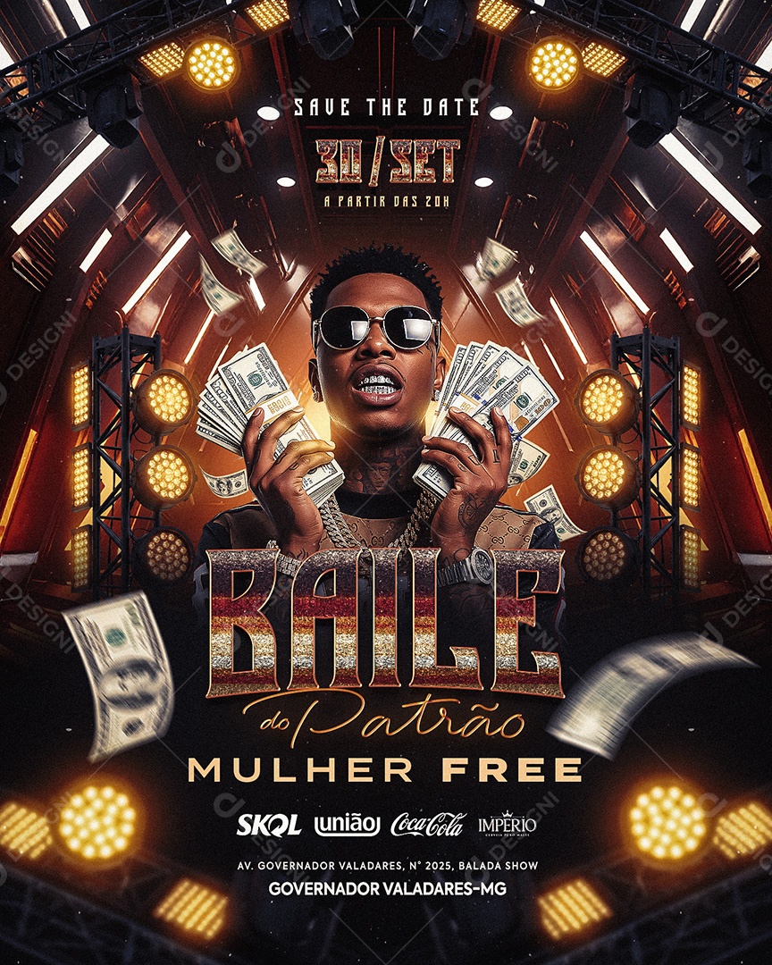 Flyer Baile Do Patrão Social Media Feed PSD Editável