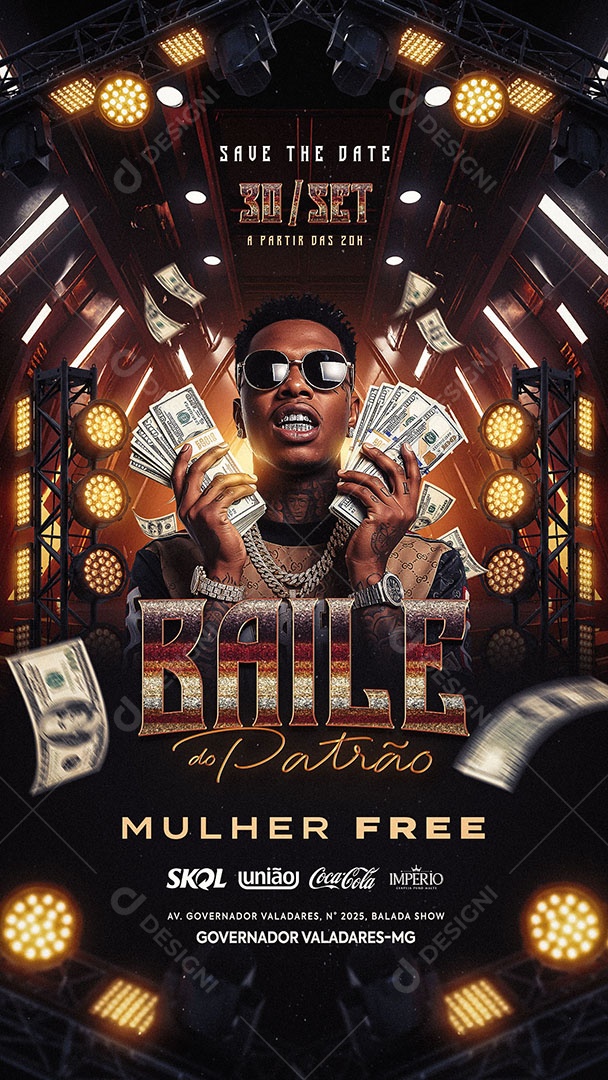 Flyer Baile Do Patrão Social Media Story PSD Editável
