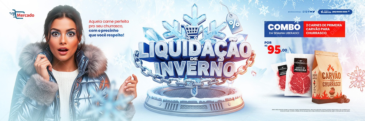 Banner Liquida De Inverno Social Media PSD Editável