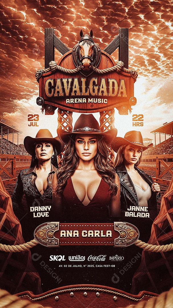 Flyer Cavalgada Arena Music Social Media Story PSD Editável