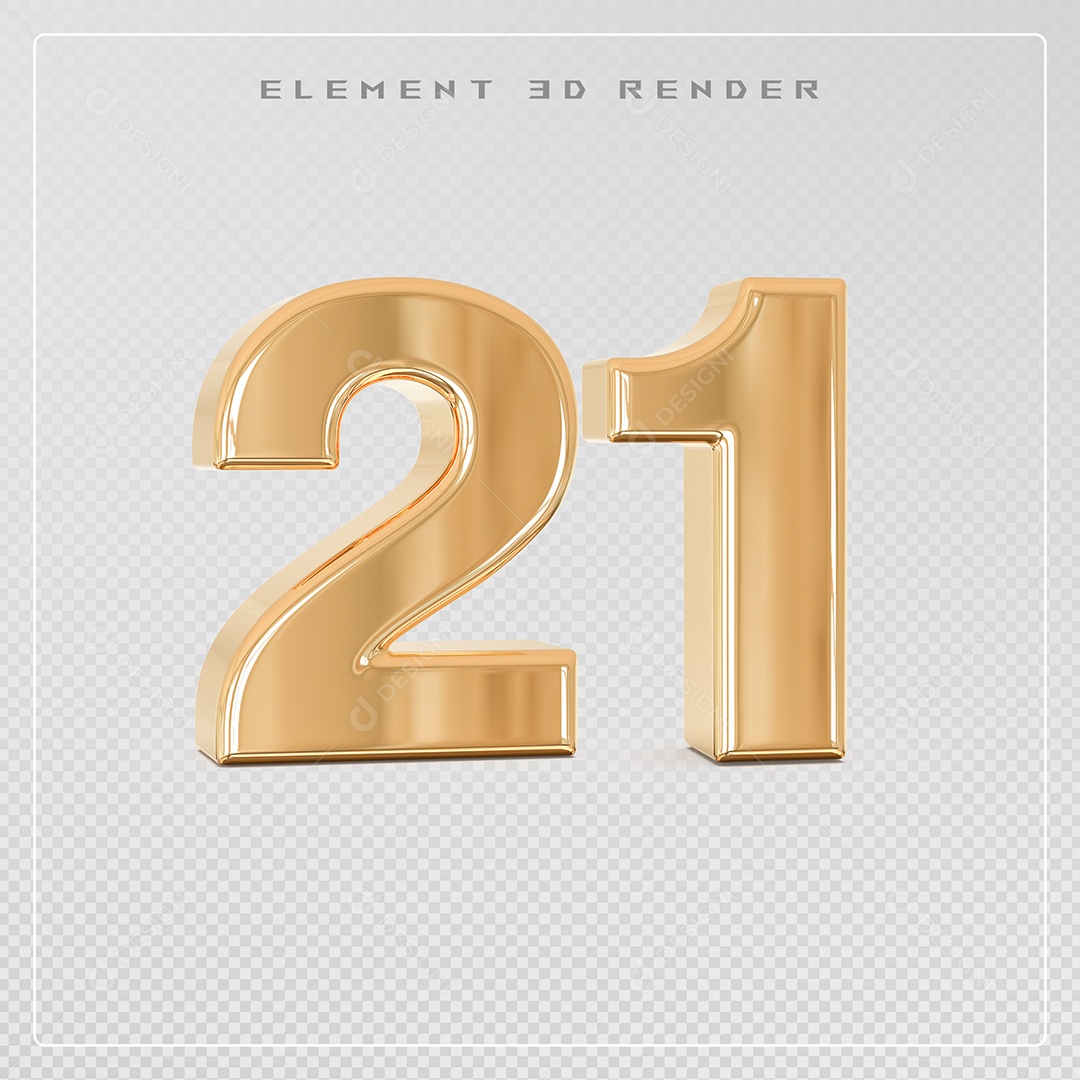 Elemento 3D Número 60 Dourado para Composição PSD