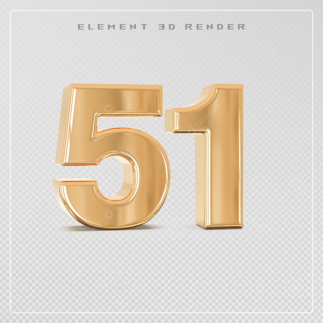 Elemento 3D Número 60 Dourado para Composição PSD