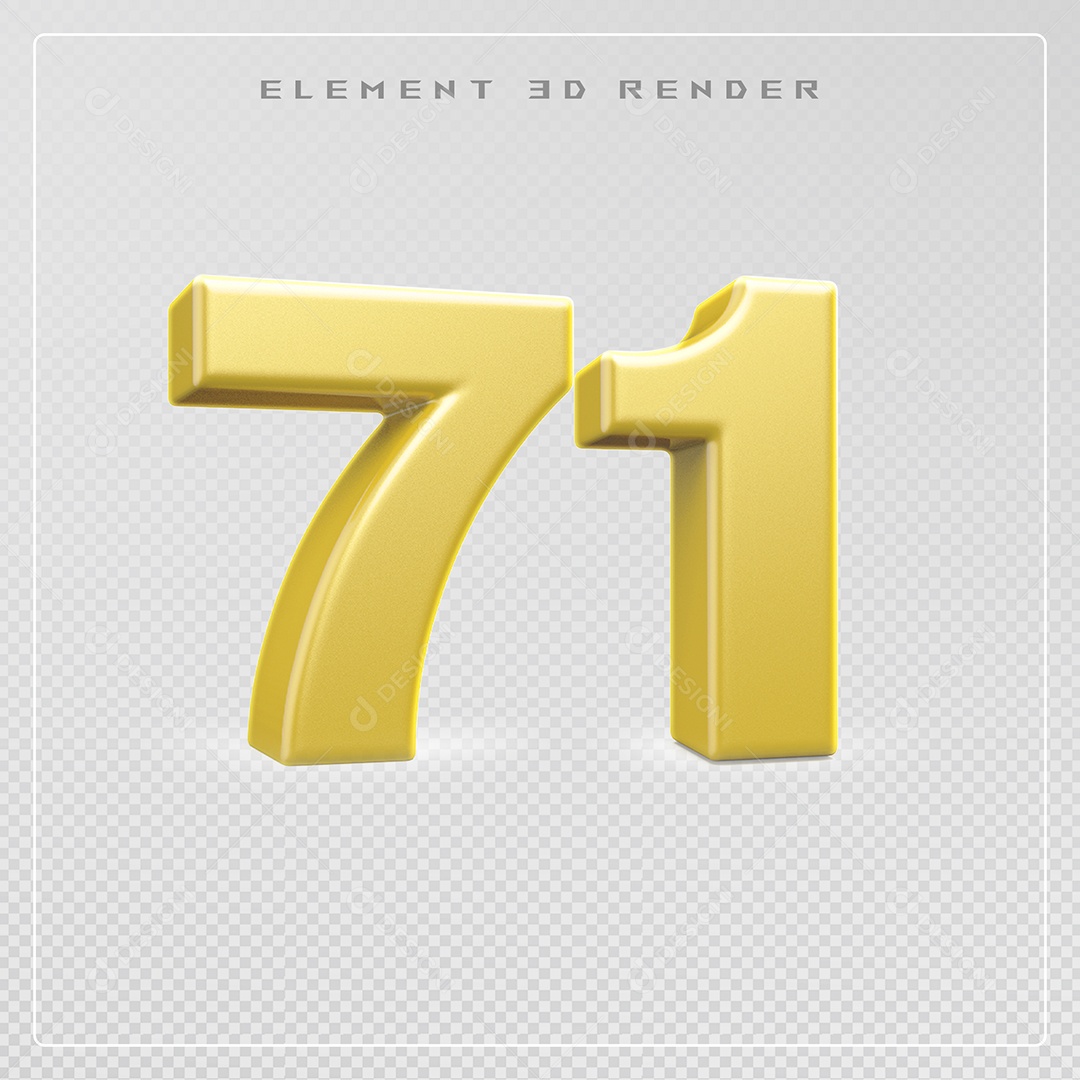 Elemento 3D Número 60 Dourado para Composição PSD