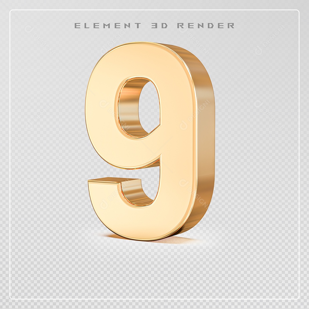 Elemento 3D Número 60 Dourado para Composição PSD
