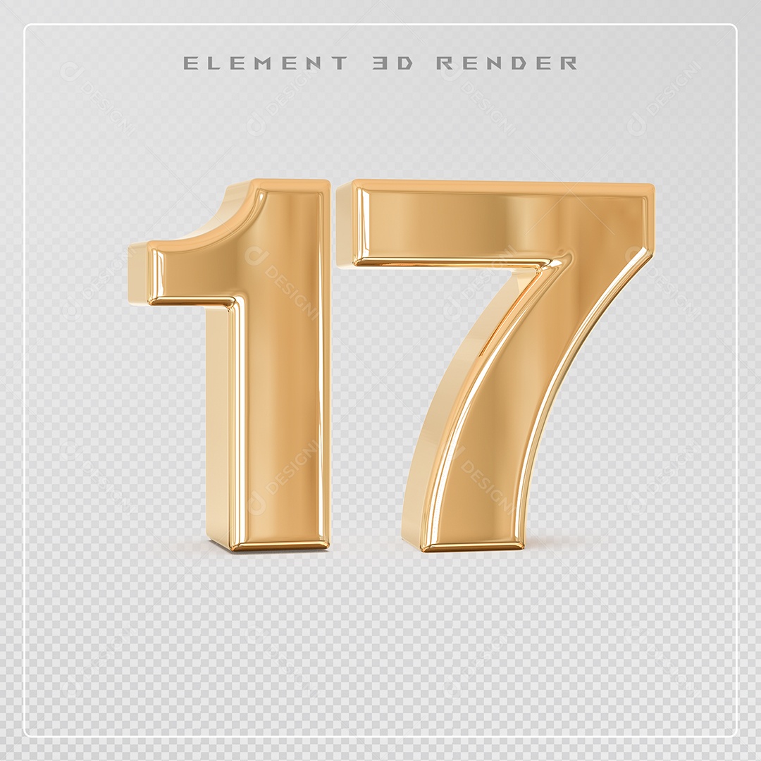 Elemento 3D Número 60 Dourado para Composição PSD