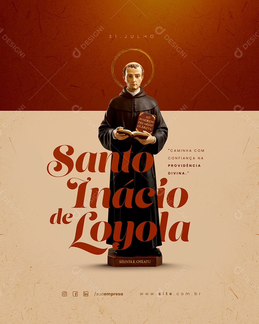 Dia de Santo Inácio de Loyola 31 de Julho Social Media PSD Editável