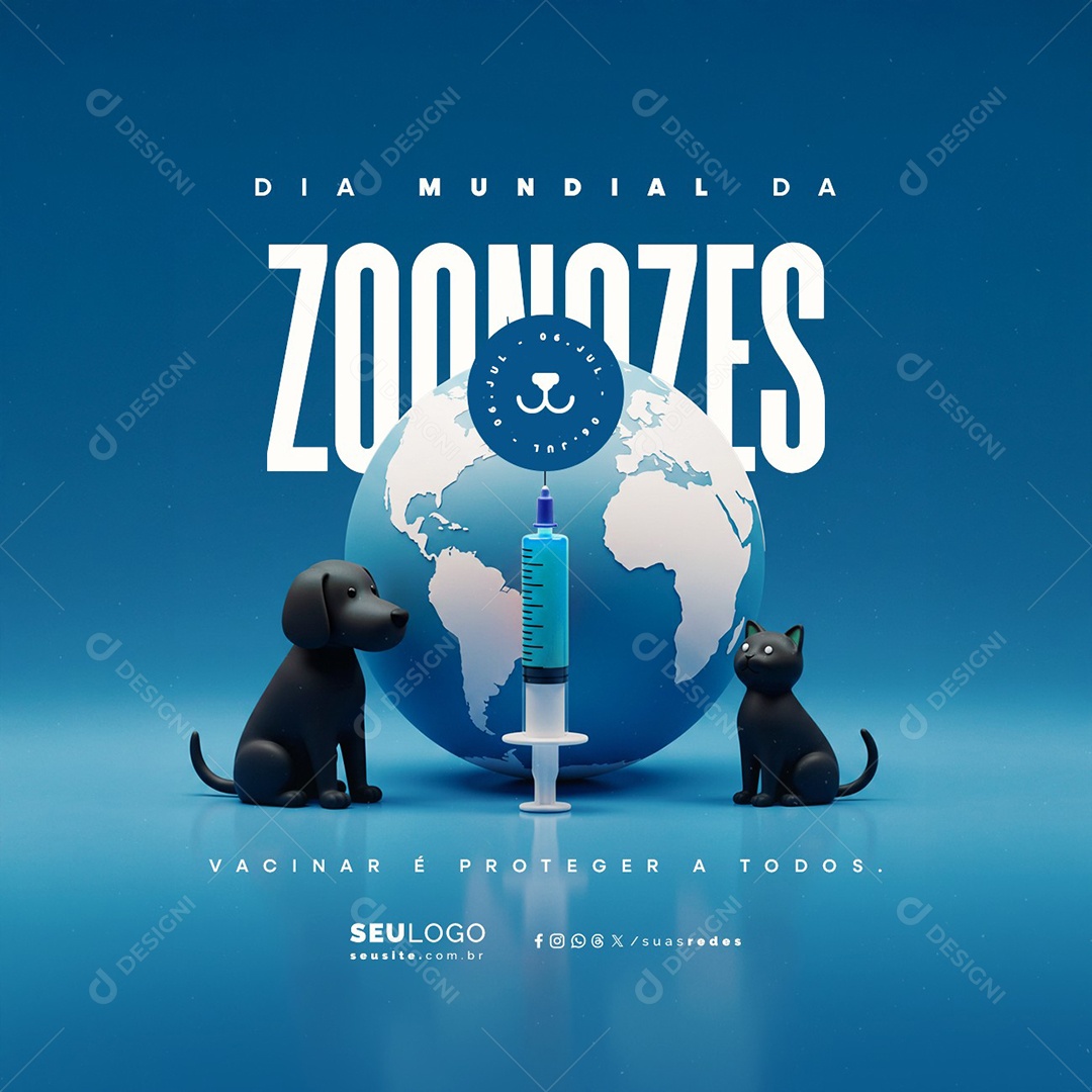 Dia Mundial da Zoonozes 06 de Julho Social Media PSD Editável