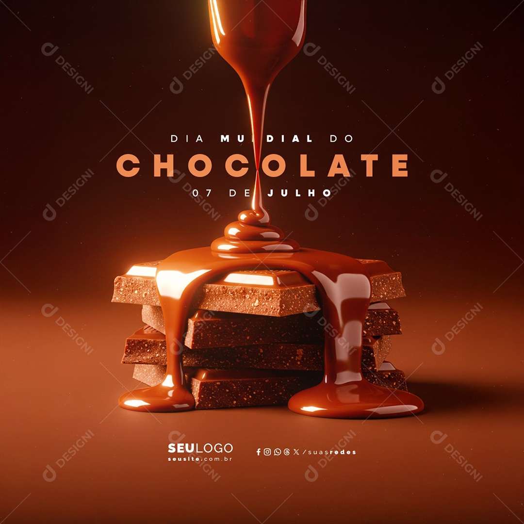 Dia Mundial do Chocolate  07 de Julho Social Media PSD Editável