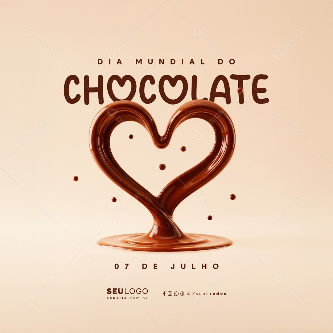 Dia Mundial do Chocolate  07 de Julho Social Media PSD Editável