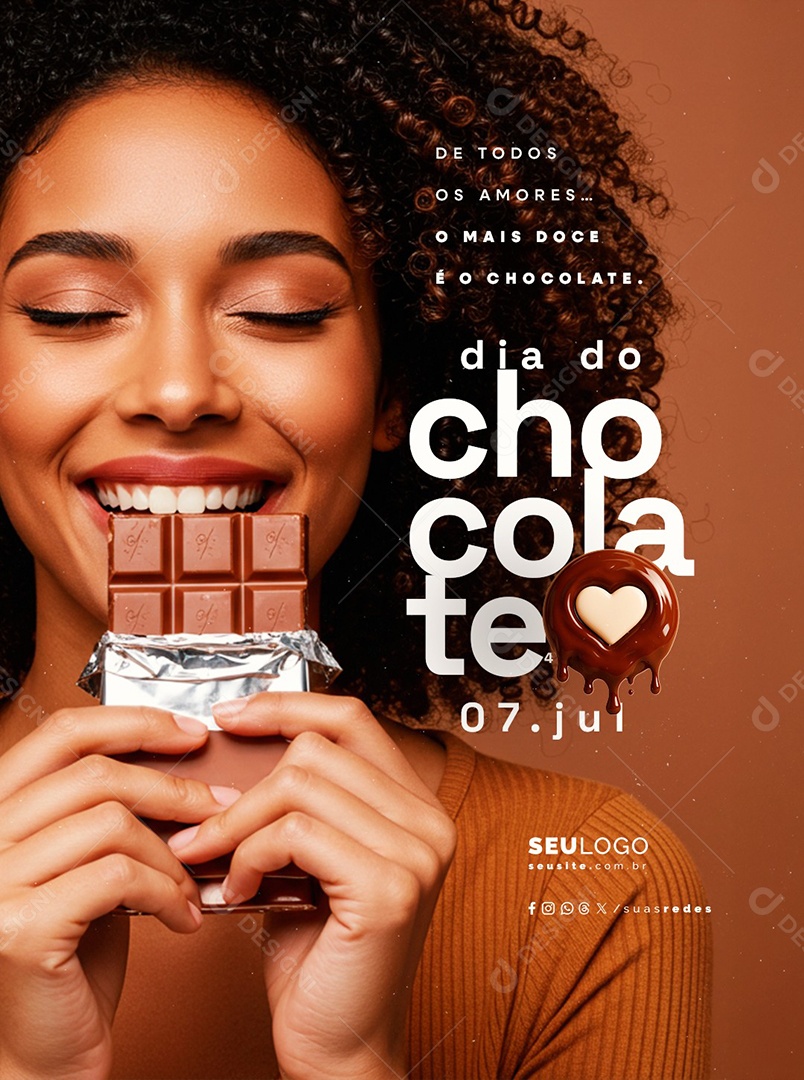 Dia do Chocolate  07 de Julho Social Media PSD Editável