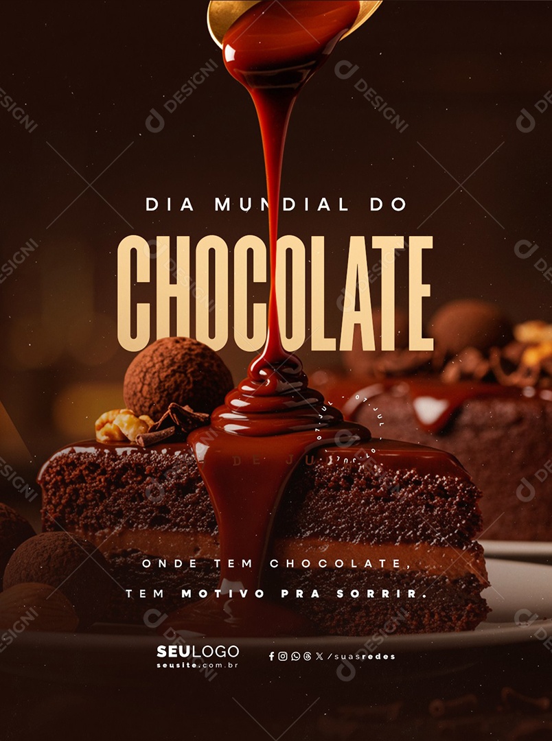 Dia Mundial do Chocolate  07 de Julho Social Media PSD Editável