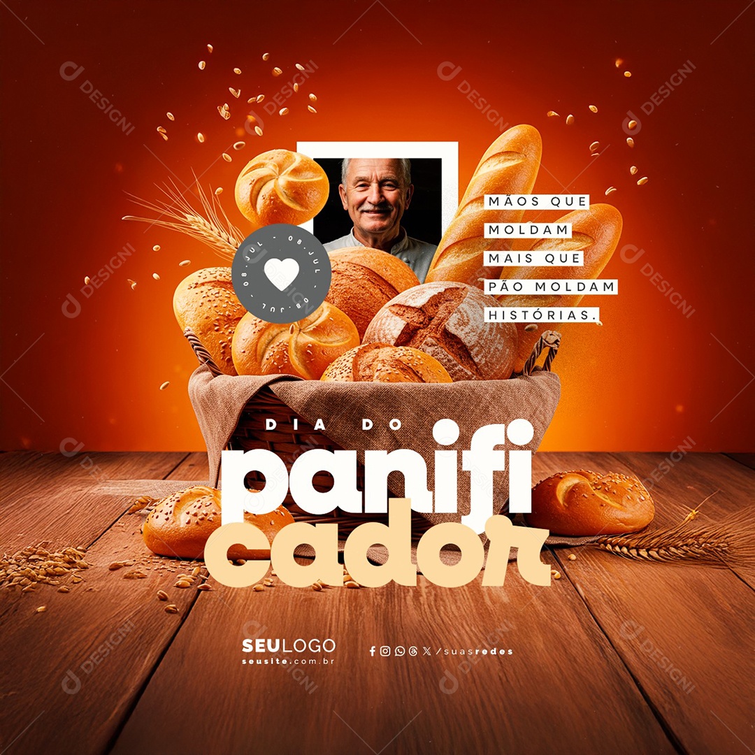 Dia do Panificador 08 de Julho Social Media PSD Editável